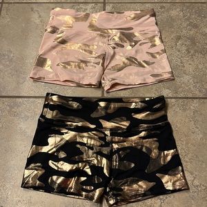 Lucky & Me Gold Foil Camo Print Dance Athletic Bootie Shorts Lot 9/10 Black Pink